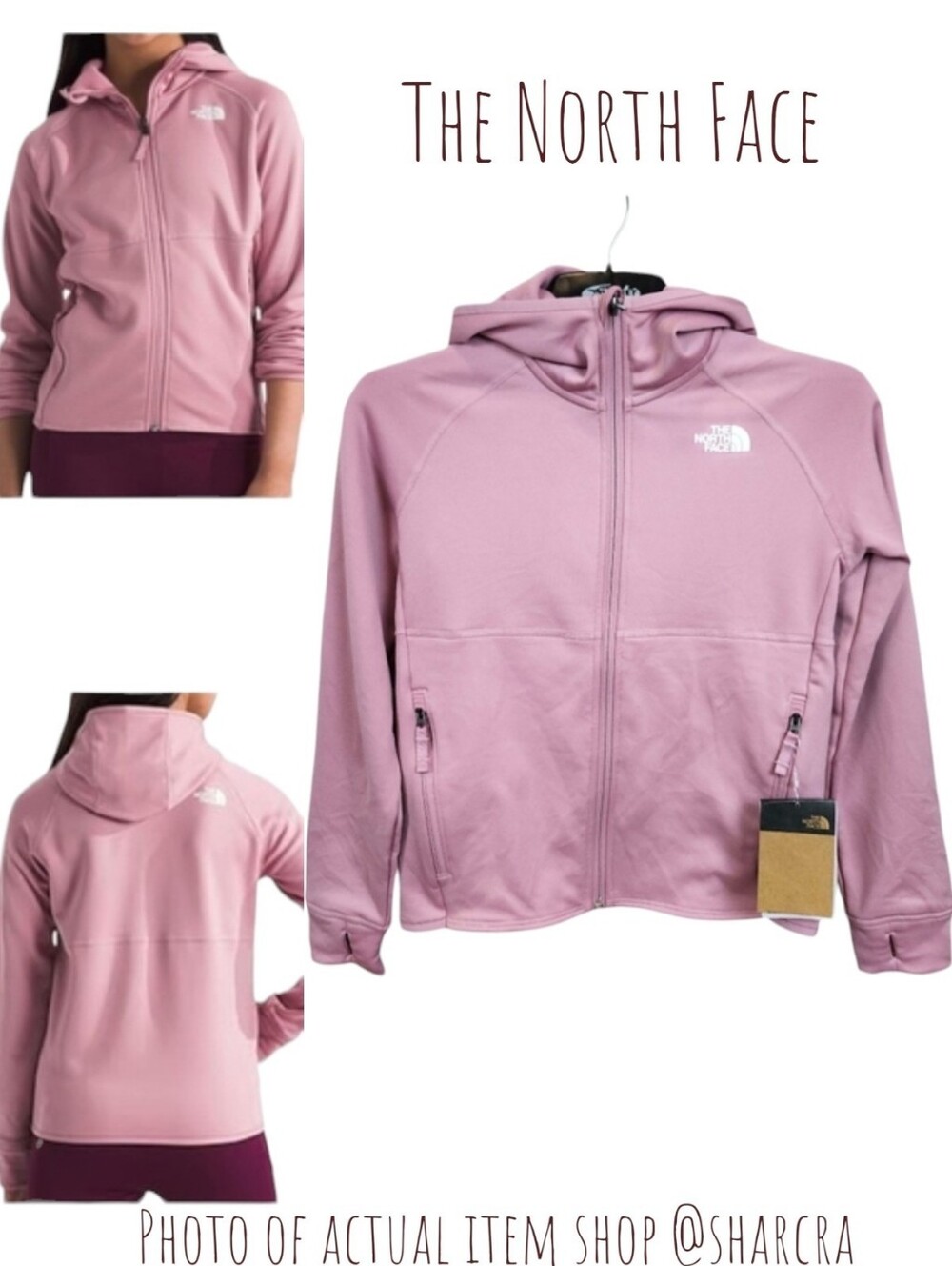 THE NORTH FACE Teen Girls Canyonlands full zip fleece lined hoodie mauve L 12